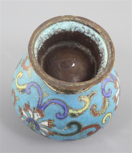 A Chinese cloisonne enamel and gilt bronze jarlet, 17th / 18th century, height 5.8cm